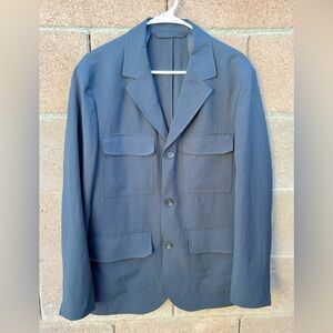 MNG Men’s Size 40 Navy Blue Linen Blend Lightweight Jacket Blazer Sport Coat